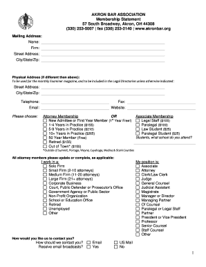 Akron Bar Association Membership Statement