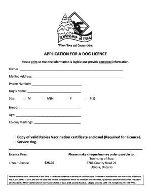 Dog Licence Application