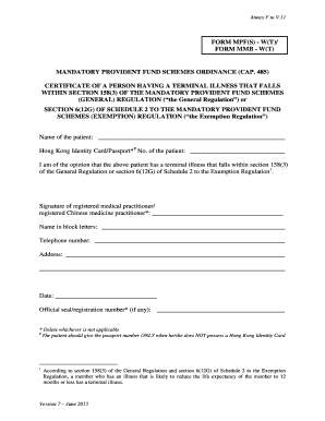 Terminal Illness Certificate for MPF Schemes