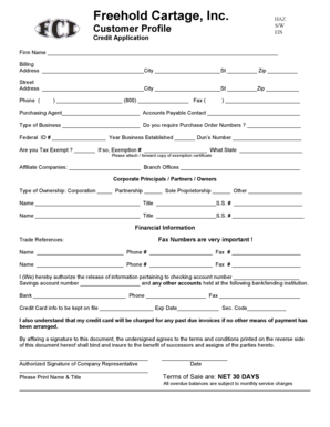 Freehold Cartage Credit Application