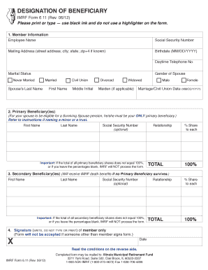 IMRF Designation of Beneficiary Form