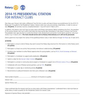 2014-15 Presidential Citation for Interact Clubs