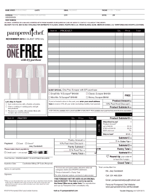 Pampered Chef Order Form