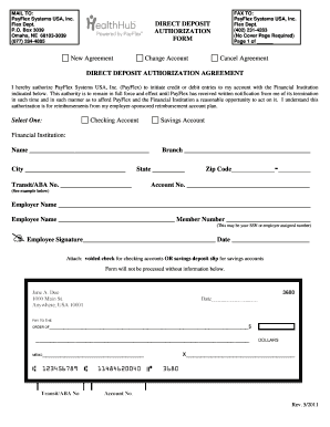 Direct Deposit Authorization Agreement