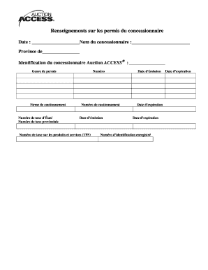 Renseignements sur les permis du concessionnaire