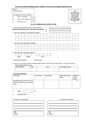 Indian Air Force Airman Application Form