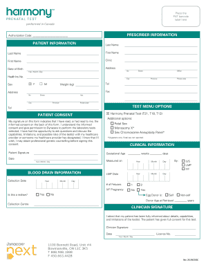 Harmony Prenatal Test Consent Form