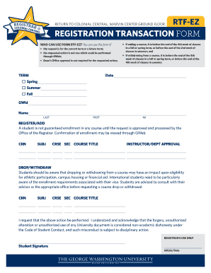 RTF-EZ Registration Transaction Form