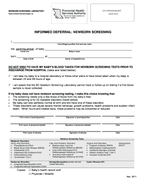 Informed Deferral Newborn Screening