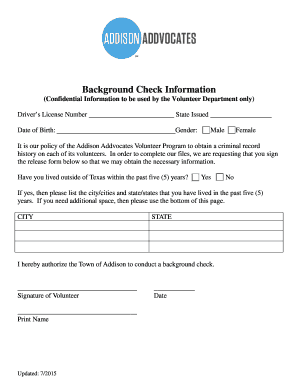 Volunteer Background Check Release Form