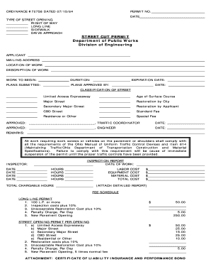 Street Cut Permit Application