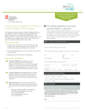 Indiana Michigan Power Energy Star Rebate Application