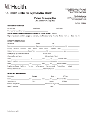 Patient Demographics Form