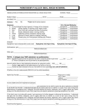Medication Authorization for Severe Allergic Reaction