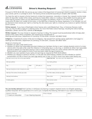 Washington Driver's License Hearing Request Form