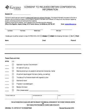 Consent to Release Obtain Confidential Information
