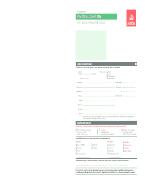 Practical Exams 2016 Application Form