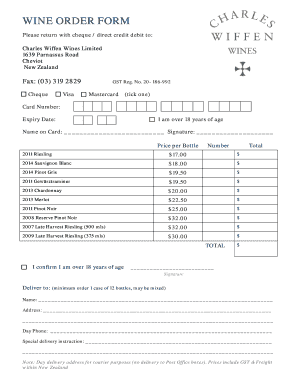 Wine Order Form