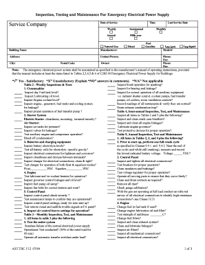 Emergency Electrical Power Supply Inspection Form