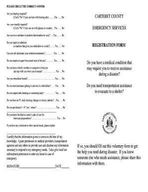Carteret County Special Needs Registration Form