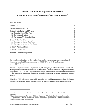 CSA Member Agreement and Guide