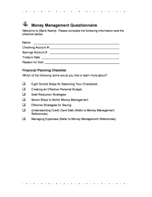 Money Management Questionnaire