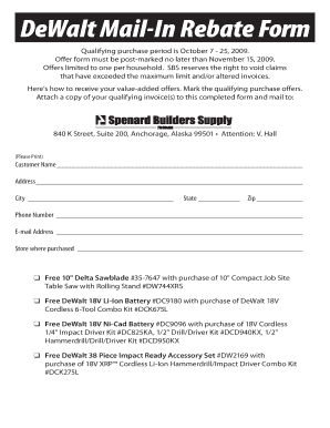 DeWalt Mail-In Rebate Form