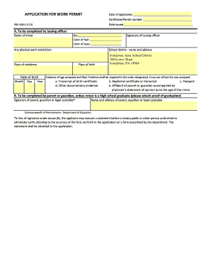 Pennsylvania Work Permit Application