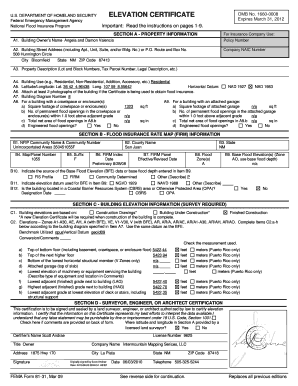 US Flood Insurance Elevation Certificate
