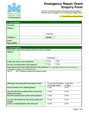 Emergency Repair Grant Enquiry Form
