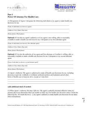 Power of Attorney for Health Care