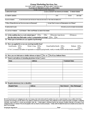 Waiver of Premium Life Claim Form