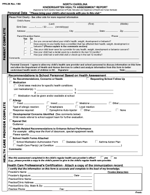 North Carolina Kindergarten Health Assessment Report