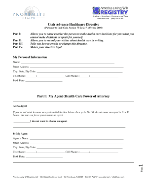 Utah Advance Healthcare Directive