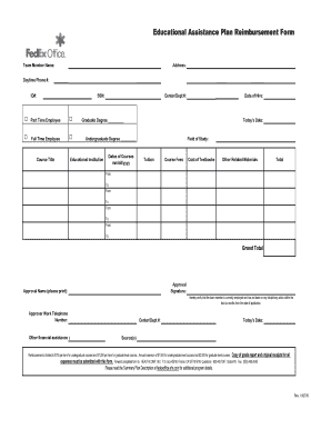 Educational Assistance Plan Reimbursement Form