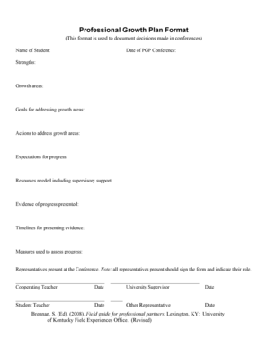 Professional Growth Plan Form