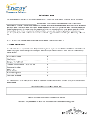 Authorization Letter for Energy Services