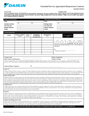 Extended Service Agreement Homeowner Contract