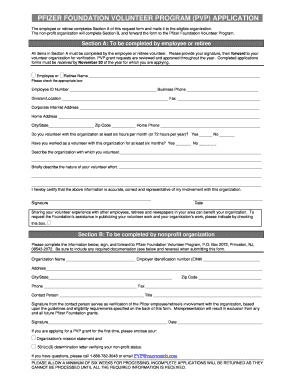 Pfizer Foundation Volunteer Program Application