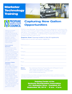 Propane Marketer Technology Training Registration Form