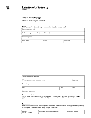Swedish Exam Coversheet