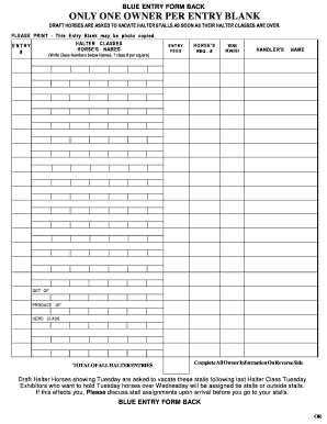 New York State Fair Horse Show Entry Form
