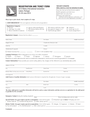 2013 Rotary International Convention Registration Form