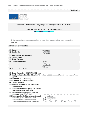 Erasmus Intensive Language Course Final Report Form