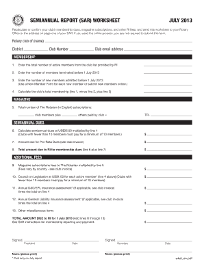 Rotary International Semiannual Report Worksheet