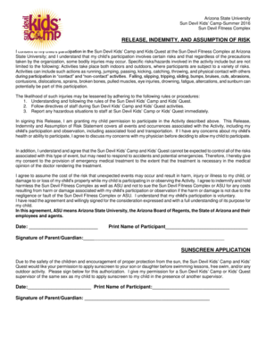 Sun Devil Kids' Camp Release Form