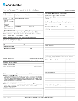 Carrier Screen Prenatal Test Requisition