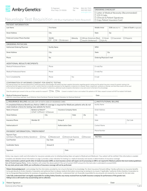 Neurology Test Requisition Form