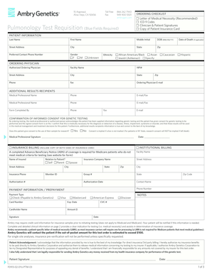 Pulmonology Test Requisition Form
