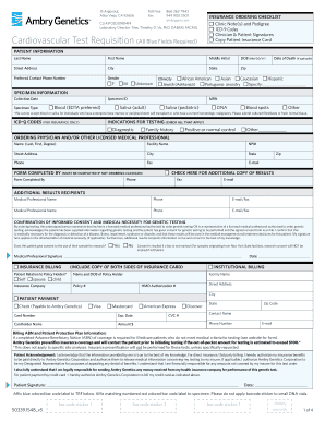 Cardiovascular Genetic Test Requisition